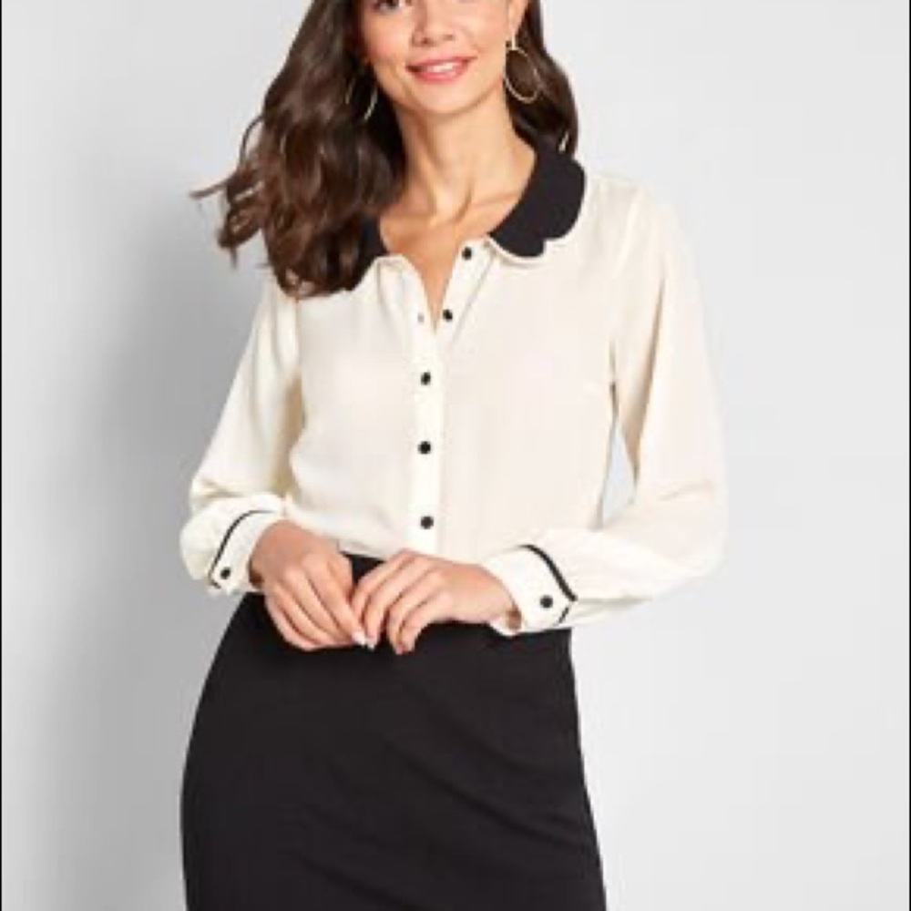 White Black Blouse